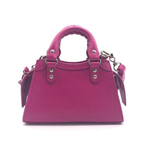 Balenciaga Magenta Crossbody CITY Silver Leather Handbag 2way NEO